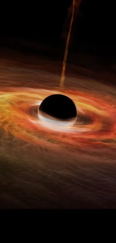 Cosmic black hole with vibrant swirling colors in space.