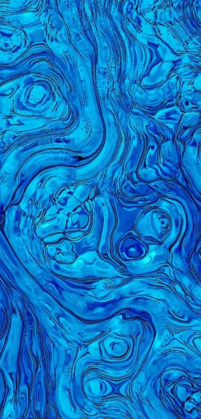 Vivid blue abstract mobile wallpaper with intricate swirling patterns.