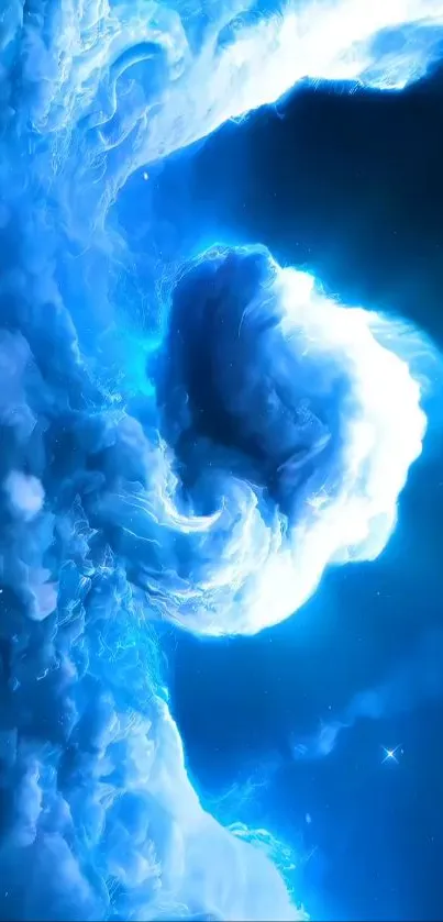 Ethereal blue spiral cloud wallpaper for mobile.