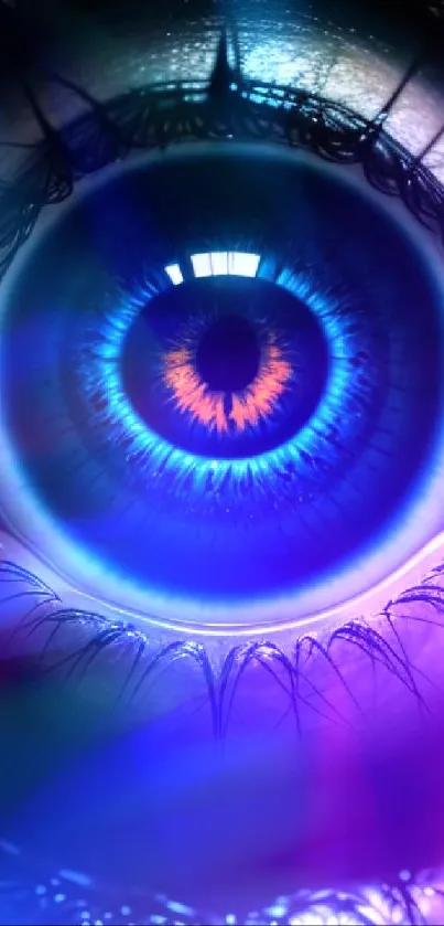 Vivid blue eye artwork in stunning detail and surreal colors.