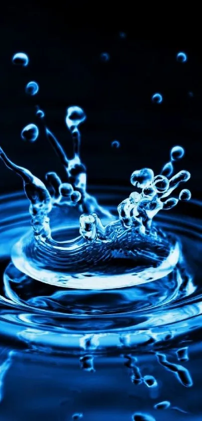 Blue water splash in dynamic motion wallpaper.