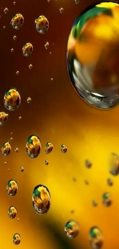 Vivid mobile wallpaper with dynamic golden bubbles.