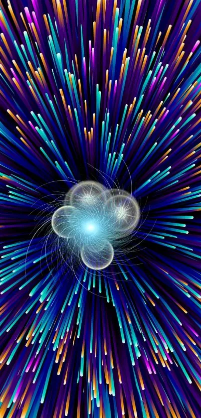 Vivid colors bursting outwards in dynamic streaks on mobile wallpaper design.