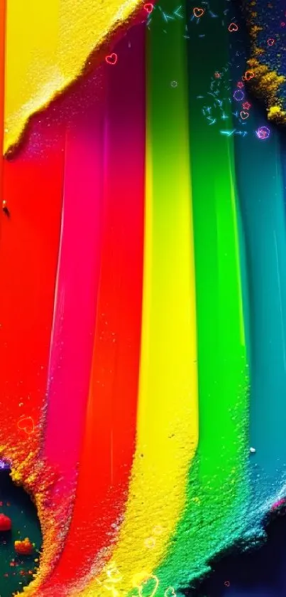 Abstract mobile wallpaper with rainbow colors and artistic design.