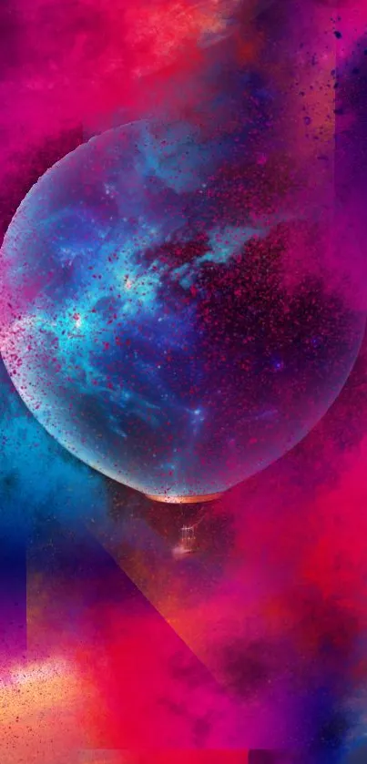 Vivid cosmic mobile wallpaper with abstract colors and shapes.