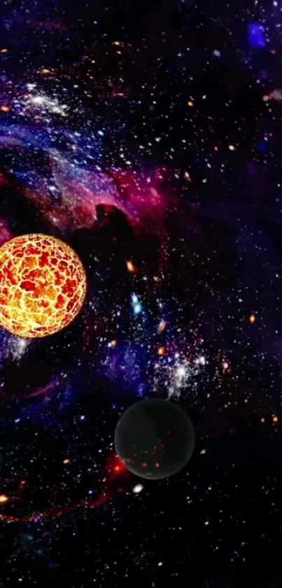 Vibrant cosmic wallpaper with stars and galaxies.