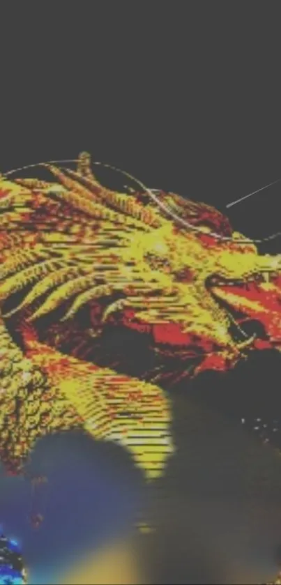 Colorful dragon artwork on dark gray background, perfect for mobile screens.