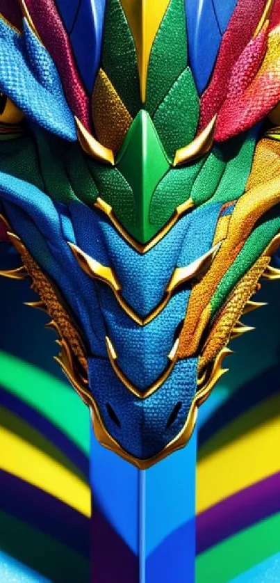 Vivid dragon wallpaper with colorful scales and a striking design.