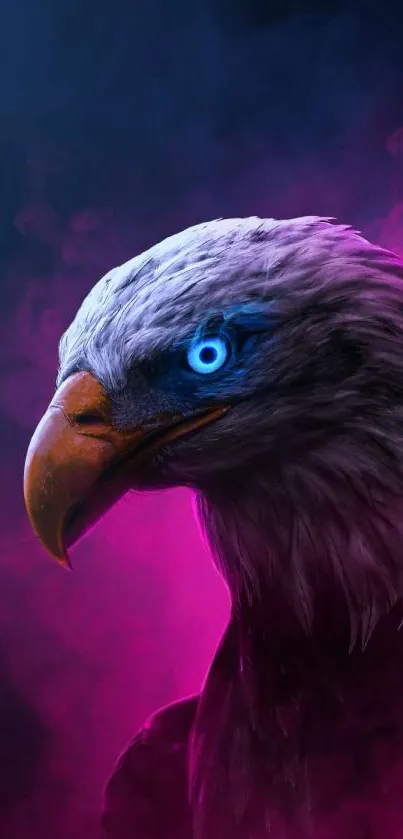 Vivid eagle illustration with pink hues for mobile wallpaper.