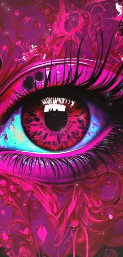 Vivid abstract eye in pink and blue for mobile wallpaper.