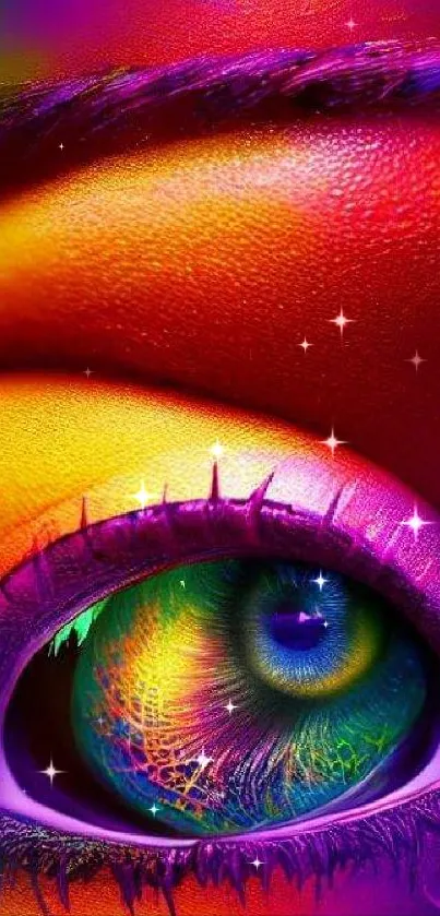 Colorful mobile eye wallpaper with vibrant artistic design.