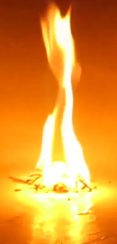 Vivid orange flame design mobile wallpaper with striking vertical fire.