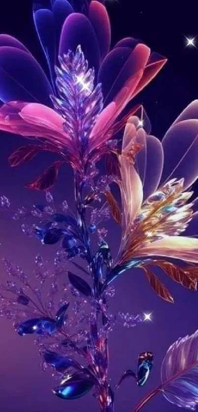 Vivid floral abstract wallpaper with dynamic colors and artistic design.