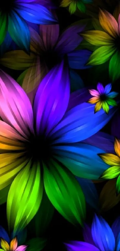 Vibrant floral mobile wallpaper with multicolored petal design.