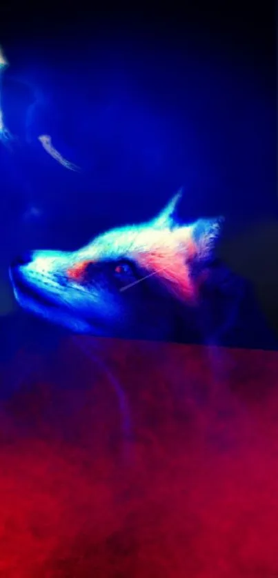 Mystical neon fox with vivid colors in a digital art wallpaper.