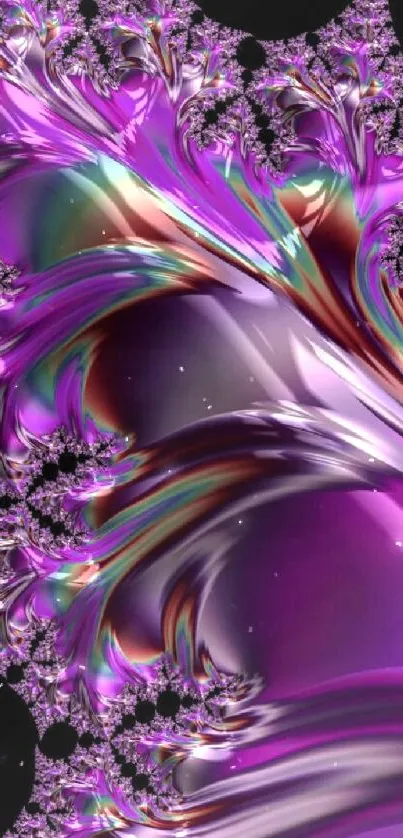 Vibrant fractal wallpaper with purple swirls.