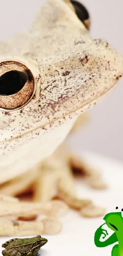 Close-up image of a frog with textured skin on a white background.