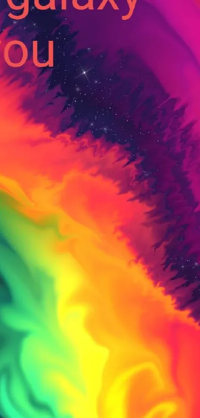 Colorful abstract galaxy-themed wallpaper with vibrant neon hues.