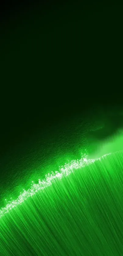 Abstract green fiber optic mobile wallpaper.