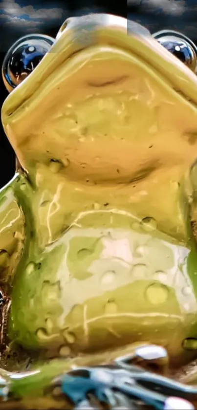 Vivid green frog with glossy texture in this nature wallpaper.