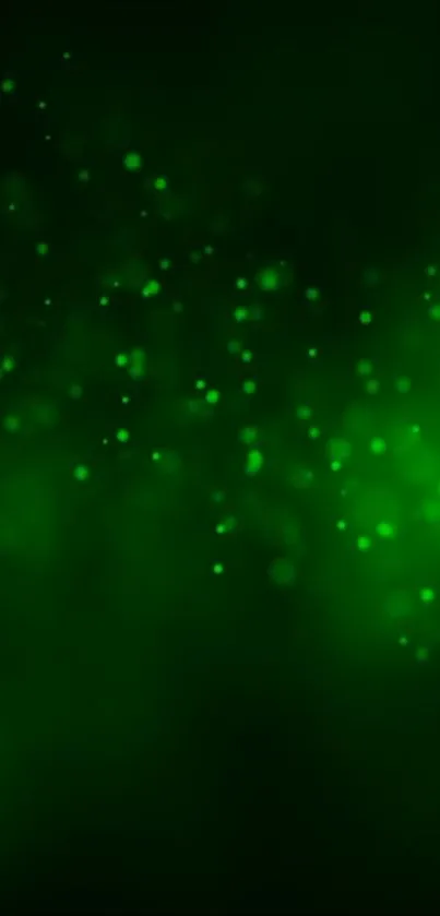 Vivid green neon glow with abstract dots on a dark background.