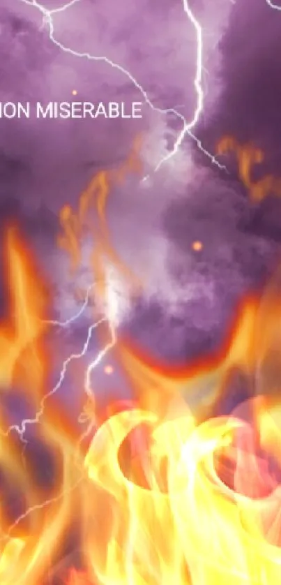 Mobile wallpaper featuring lightning and fiery flames in a dramatic contrast.