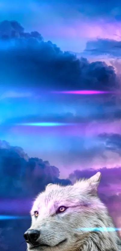 Vivid wallpaper of a lightning storm with purple clouds.