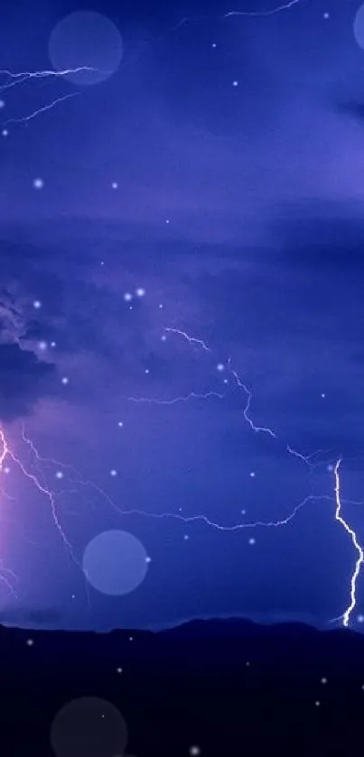 Dramatic lightning storm in dark sky wallpaper.