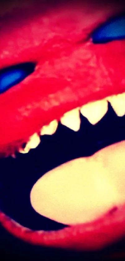 Vivid red monster mouth wallpaper with sharp teeth.