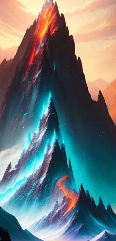 Vivid mountain peak wallpaper with vibrant colors and dramatic landscape.