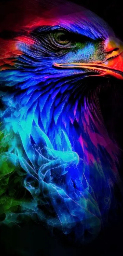 A vibrant neon eagle artwork with vivid colors and intricate details.