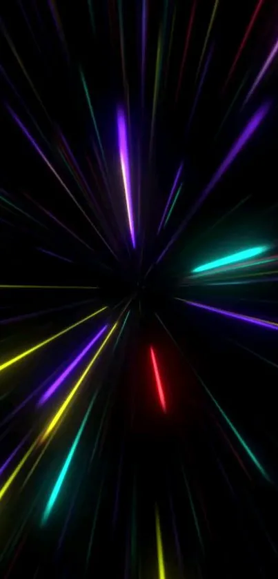 Neon light streaks on dark background mobile wallpaper.