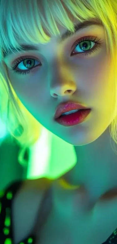 A vibrant neon portrait with striking colors and modern appeal.