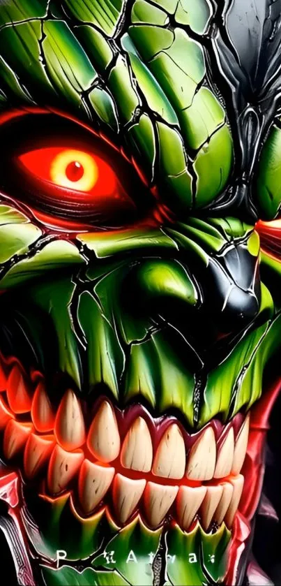 Vivid neon skull artwork with bright colors and intense expression.