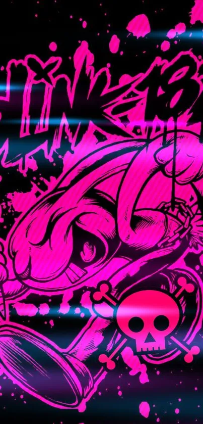 Vivid pink graffiti art with dynamic and edgy design for mobile wallpaper.