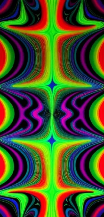 Vivid psychedelic abstract mobile wallpaper with colorful patterns.