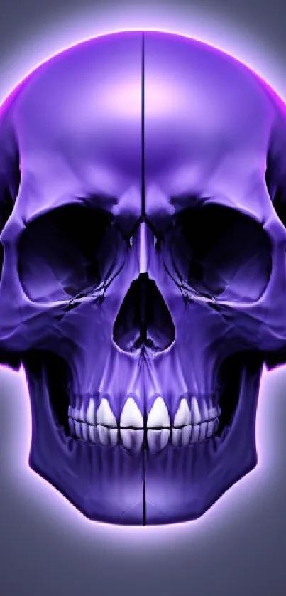 Purple skull digital art wallpaper with a dark background.