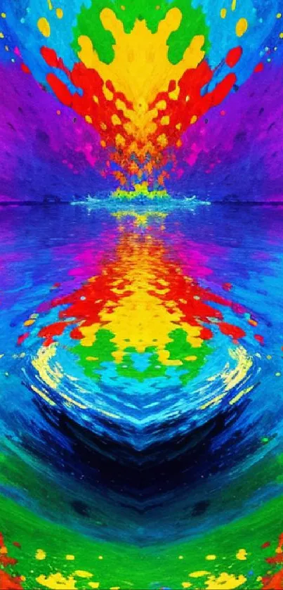 Vivid abstract rainbow reflection wallpaper for mobile screens.