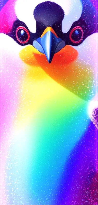 Vibrant bird with rainbow feathers on phone wallpaper.