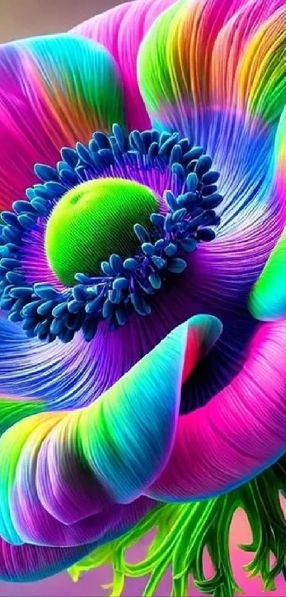 Vivid rainbow flower with vibrant petals.