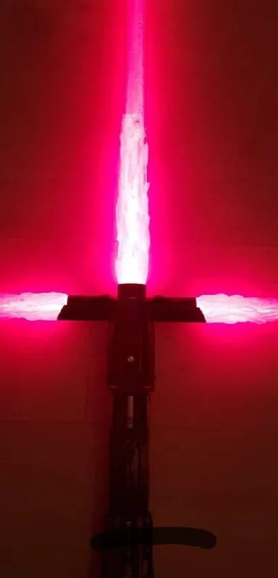 Glowing red laser sword on dark background.