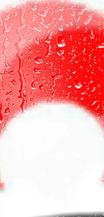 Dynamic red wallpaper with water droplets and abstract elements.