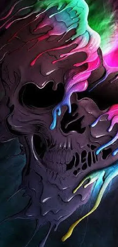 Vivid abstract colorful skull mobile wallpaper with vibrant hues.