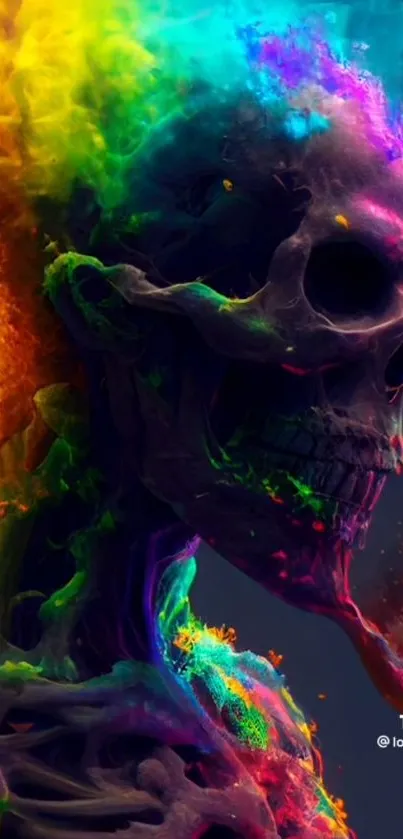 Colorful skull wallpaper with vibrant, abstract art.