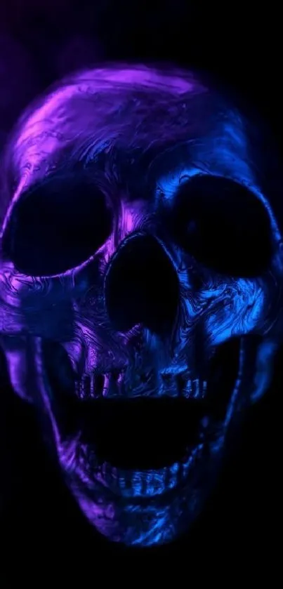 Vivid purple and blue skull artwork