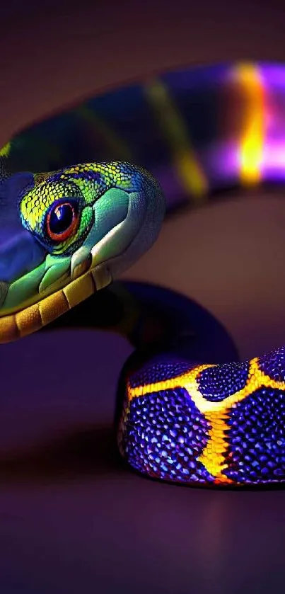 Vivid snake artwork with vibrant colors on mobile wallpaper.