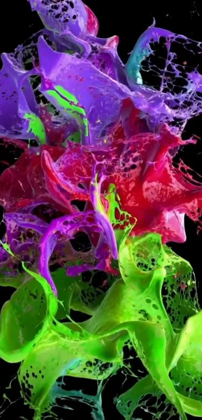 Vivid abstract splash wallpaper with bright colors on black background.