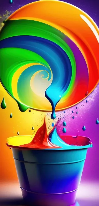 Abstract colorful swirl with rainbow hues in a vibrant splash.