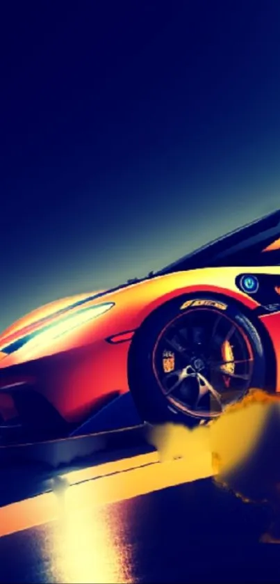 Vibrant orange sports car on a dynamic background.