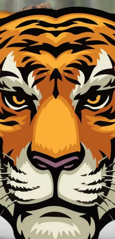 Vivid tiger illustration with bold colors.